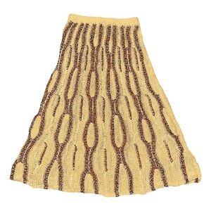 Ulla Johnson Yellow and Brown Patterned A-Line Skirt